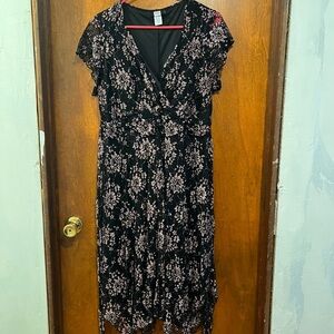 Studio 1940 Black and Pink Floral Midi Dress